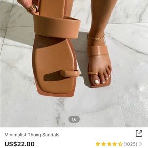 Minimalist toe strap sandals. Never worn. Nude/ tan color. Square toe. SHEIN.